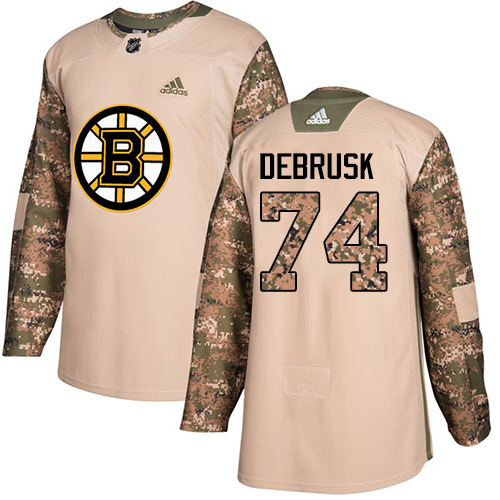 Adidas Bruins #74 Jake DeBrusk Camo Authentic Veterans Day Stitched NHL Jersey